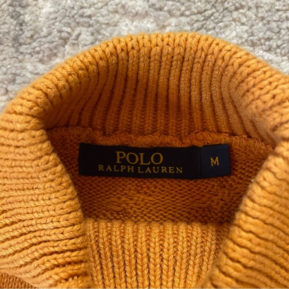 Womens Orange Polo Ralph Lauren Chunky Cable Knit Turtleneck Sweater - Medium - Picture 3 of 11